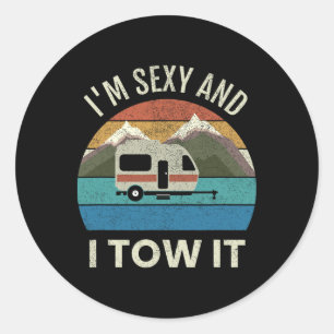 Sticker Rond Cadeau de caravane de camping-car vintage drôle Je