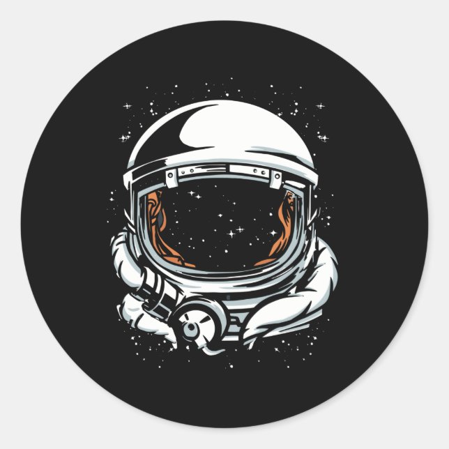 Sticker Rond Cadeau de casque des astronautes de l'espace (Devant)