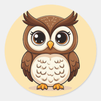 Sticker Rond Cadeau de chouette de dessin animé adorable pour l