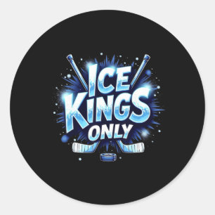 Sticker Rond Cadeau de citation drôle de hockey sur glace Kings