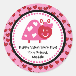 Sticker Rond Cadeau de coccinelle de Valentine