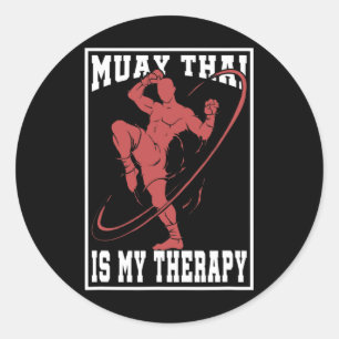 Sticker Rond Cadeau de combat d'arts martiaux de kickboxing de