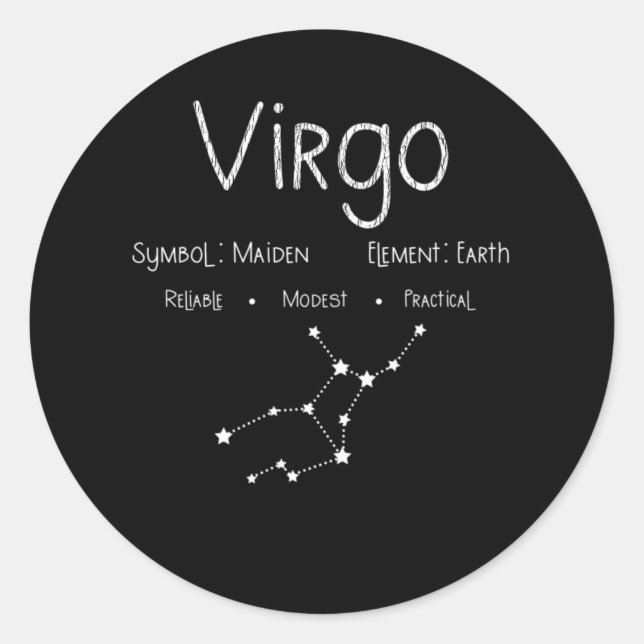 Sticker Rond Cadeau de constellation de signe du zodiaque rétro (Devant)