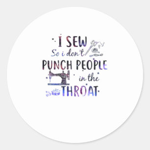 Sticker Rond Cadeau de couture J'ai mâché pour ne pas frapper