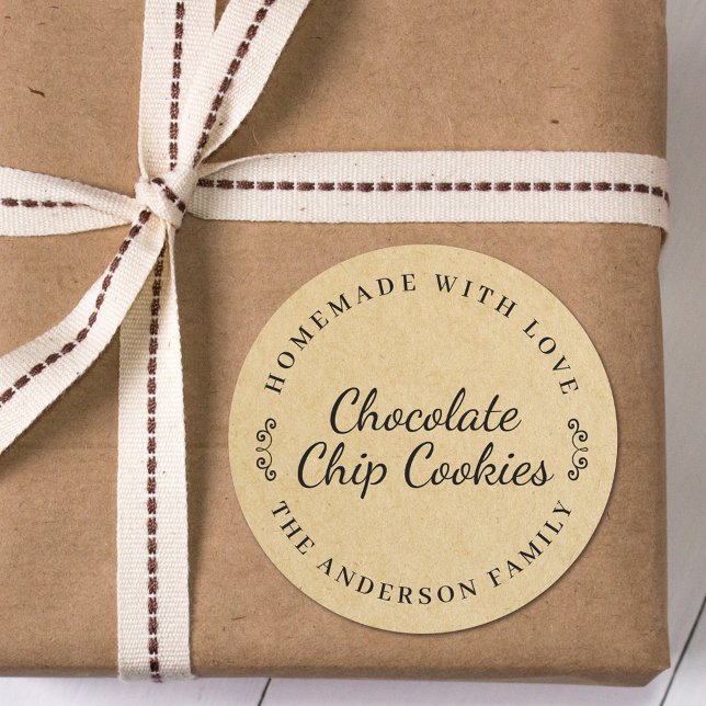 Sticker Rond Cadeau de cuisine personnalisée Kraft Brown classi (Créateur téléchargé)