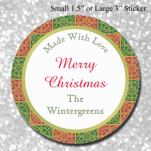 Sticker Rond Cadeau de cuisine rouge et verte sur mesure (Créateur téléchargé)