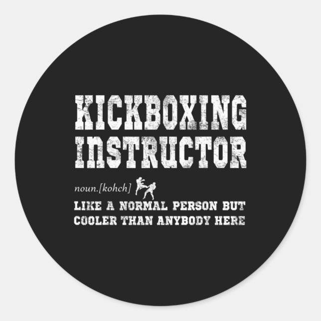 Sticker Rond Cadeau de définition d'instructeur de kickboxing  (Devant)