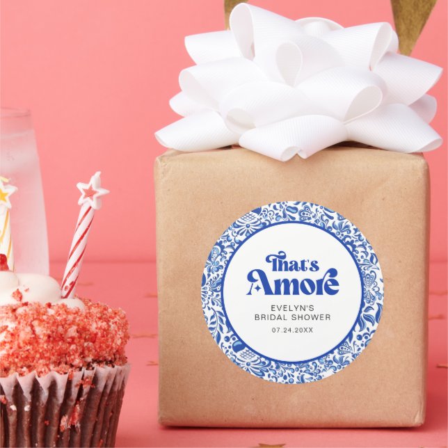 Sticker Rond Cadeau de douche de mariée italienne C'est l'amour (Fête)