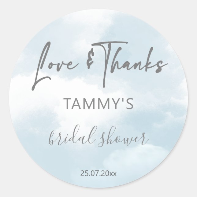 Sticker Rond Cadeau de faveur de douche de mariée sur un nuage (Devant)