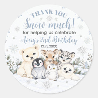 Sticker Rond Cadeau de fête d'anniversaire Animaux arctiques de
