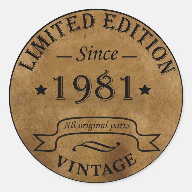 Sticker Rond Cadeau de fête d'anniversaire de 1981 (Devant)