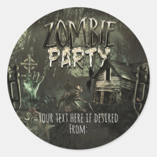 Sticker Rond Cadeau de fête d'anniversaire de zombies