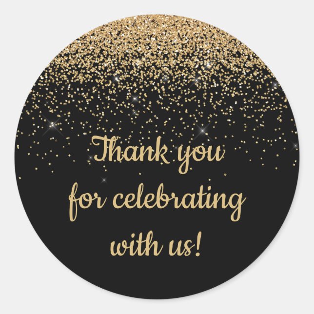 Sticker Rond Cadeau de fête d'anniversaire personnalisé Noir &  (Devant)