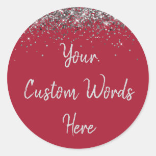 Sticker Rond Cadeau de fête d'anniversaire personnalisé rouge b