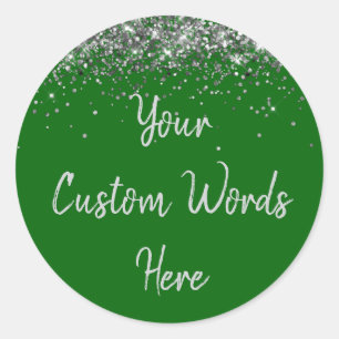 Sticker Rond Cadeau de fête d'anniversaire personnalisé vert ém