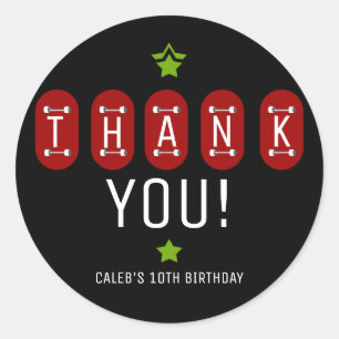 Sticker Rond Cadeau de fête d'anniversaire Planche à roulettes 