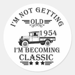 Sticker Rond Cadeau de fête d'anniversaire vintage élégant né e