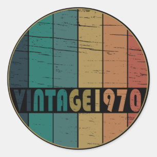 Sticker Rond Cadeau de fête d'anniversaire vintage né en 1970