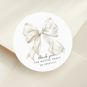 Sticker Rond Cadeau de Fête de Fiançailles au Ruban Élégant