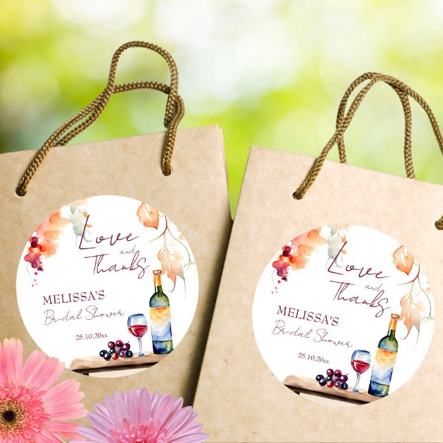 Sticker Rond Cadeau de fête de fiançailles de la vigne Vino ava (Vino before vows winery bridal shower favors thank you favor sticker )