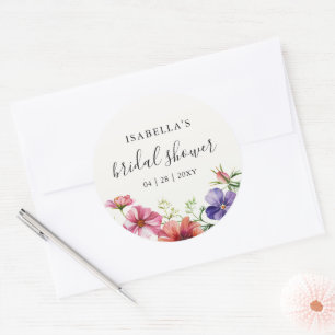 Sticker Rond Cadeau de Fête de Fiançailles Floral