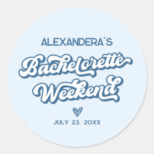Sticker Rond Cadeau de Fête de Fille pour la Plage Bleue