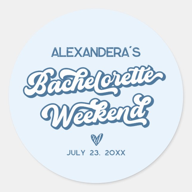 Sticker Rond Cadeau de Fête de Fille pour la Plage Bleue (Devant)