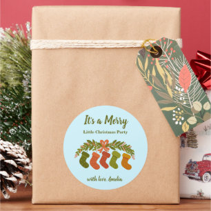 Sticker Rond Cadeau de fête de Joyeux Noël dans les bottes de H