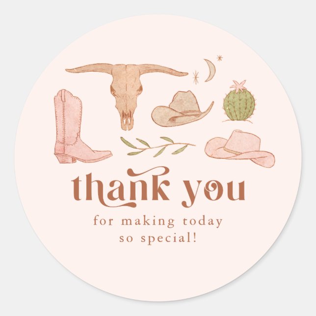 Sticker Rond Cadeau de fête de mariage de cowgirl   (Devant)