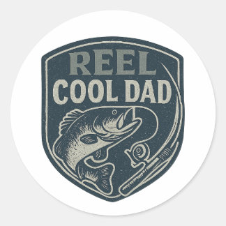 Sticker Rond Cadeau de Fête des Pères pour pêcheur