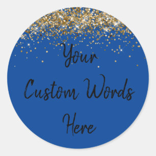 Sticker Rond Cadeau de fête personnalisé Anniversaire Bleu Roya