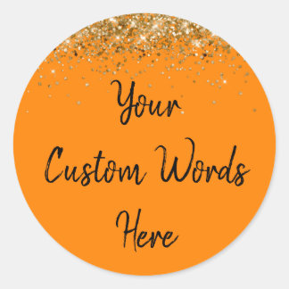 Sticker Rond Cadeau de fête personnalisé Anniversaire Orange Or