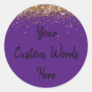 Sticker Rond Cadeau de fête personnalisé Anniversaire Violet Or