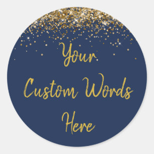 Sticker Rond Cadeau de fête personnalisé Son Anniversaire Bleu