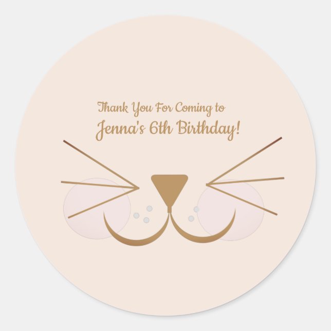 Sticker Rond Cadeau de fête visage de chaton chien chiot  (Devant)