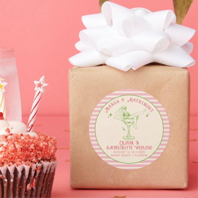 Sticker Rond Cadeau de Fiançailles Retro Margs & Matrimony (Fête)