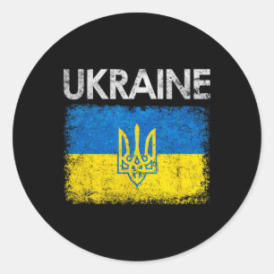 Sticker Rond Cadeau de fierté du drapeau ukrainien vintage d'Uk