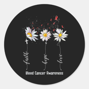Sticker Rond Cadeau de fleurs de sensibilisation au cancer du s