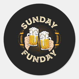 Sticker Rond Cadeau de football drôle de Sunday Funday pour ama