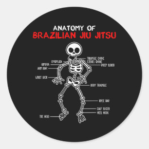 Sticker Rond Cadeau de Grappling MMA Anatomie de la BJJ Jiu-jit