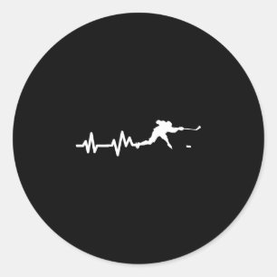 Sticker Rond Cadeau de hockey sur glace battement de coeur de j