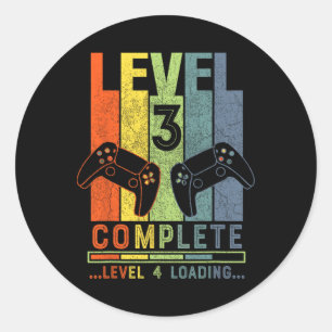 Sticker Rond Cadeau de joueur complet de niveau 3 3 ans d'anniv