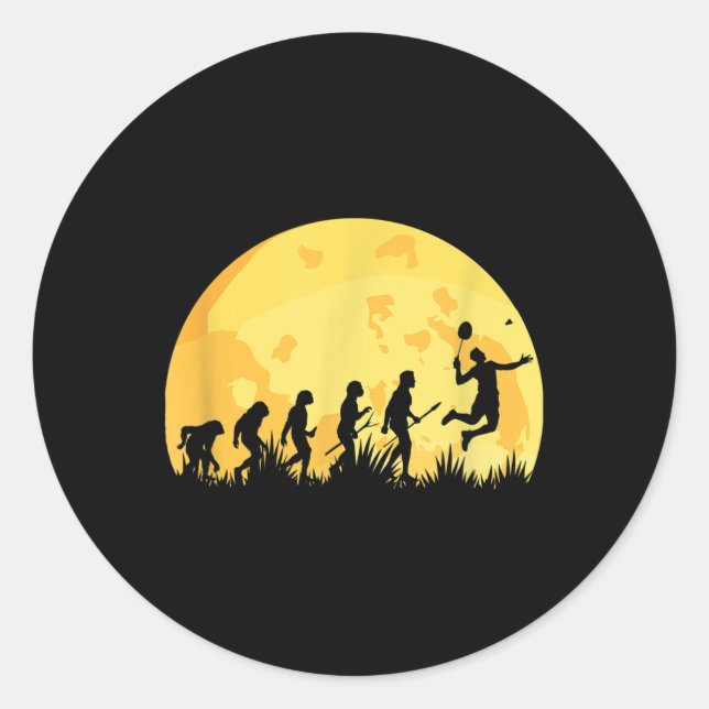 Sticker Rond Cadeau de joueur de badminton lumineux d'évolution (Devant)
