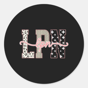 Sticker Rond Cadeau de jour de l'infirmière Lpn Er léopard étud