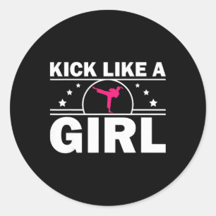 Sticker Rond Cadeau de karaté cool Kickboxing Amateur de karaté
