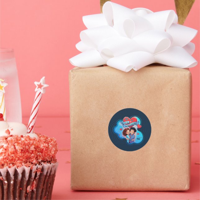 Sticker Rond cadeau de la meilleure Saint-Valentin (Fête)