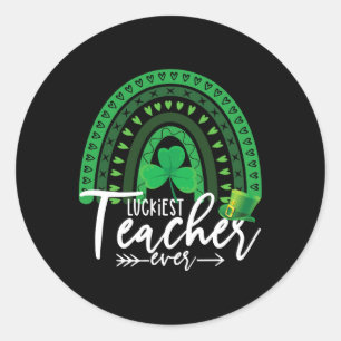 Sticker Rond Cadeau de la Saint-Patrick pour enseignant chanceu