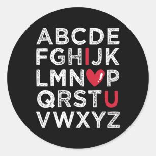 Sticker Rond Cadeau de la Saint-Valentin alphabet mignon pour p