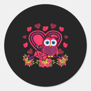 Sticker Rond Cadeau de la Saint-Valentin Chouette Mignon Oiseau