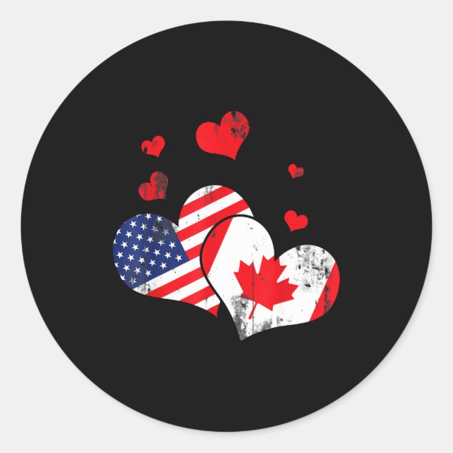 Sticker Rond Cadeau de la Saint-Valentin Feuille d'érable Canad (Devant)